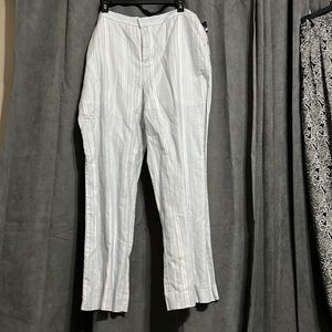 NWT. KAARI blue XL Bluestripe Linen/Cotton Blend Pant